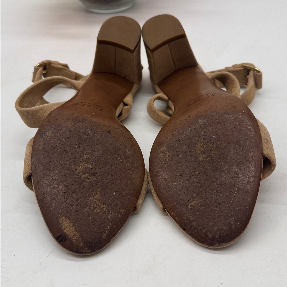 J. Crew Tan Suede Strappy Block Heel Sandals Size 7 MCH9551C - Picture 6 of 8
